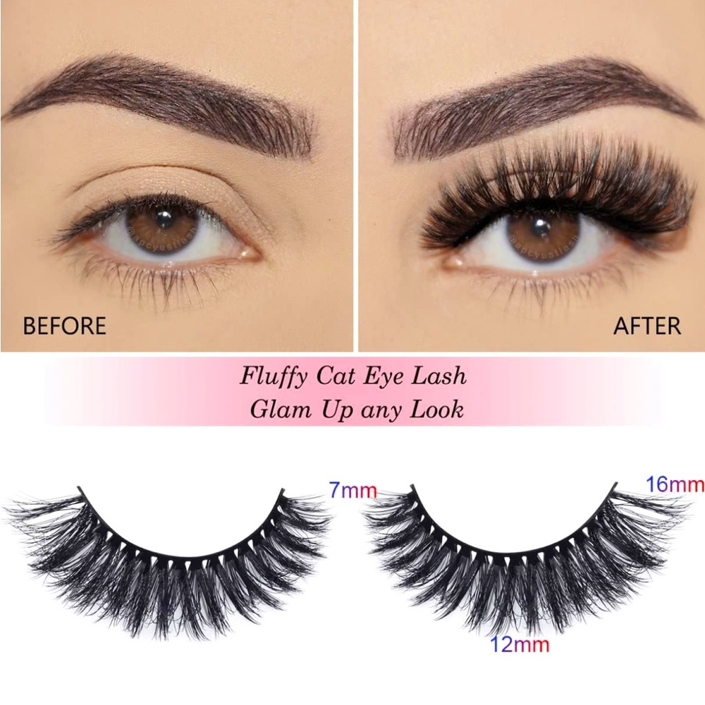 Fluffy Cat Eye 5D Mink False Lashes Glam